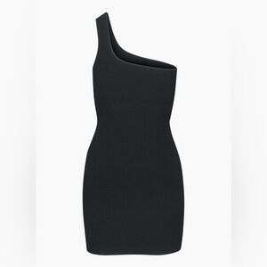 Aritzia Babaton sculpt knit one shoulder dresss black xxs